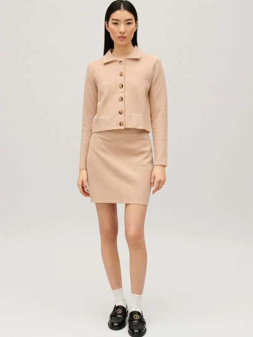 Claudie Pierlot Beige Knit Mini Skirt